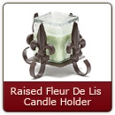 Raised Fleur De Lis Candle Holder Item #105R - Iron Candle Holder