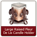 Raised Fleur De Lis Holder-Item#146R - Iron Candle Holder