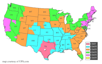 UPS Shipping Map