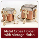 Metal Candle Holder Cross Vintage Finish Small - Small Cross Candle Holder Vintage Finish