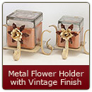 Metal Candle Holder Flower Vintage Finish Small - Small Metal Candle Holder Flower Vintage Finish
